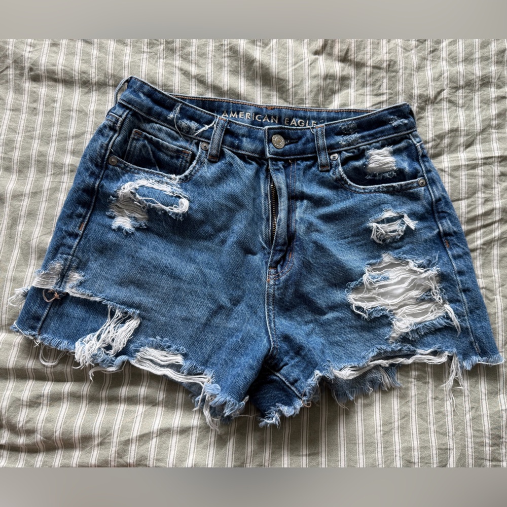 American Eagle Outfitters Distressed Blue Denim Jean Shorts